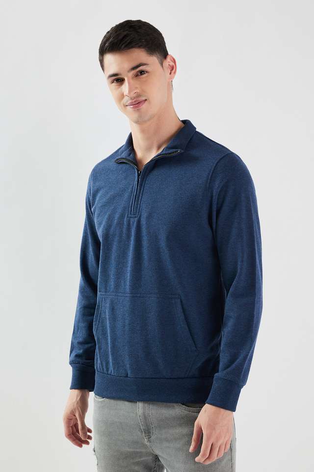 Blended-Fabric-Zipper-Regular-Fit-Men-Sweatshirt