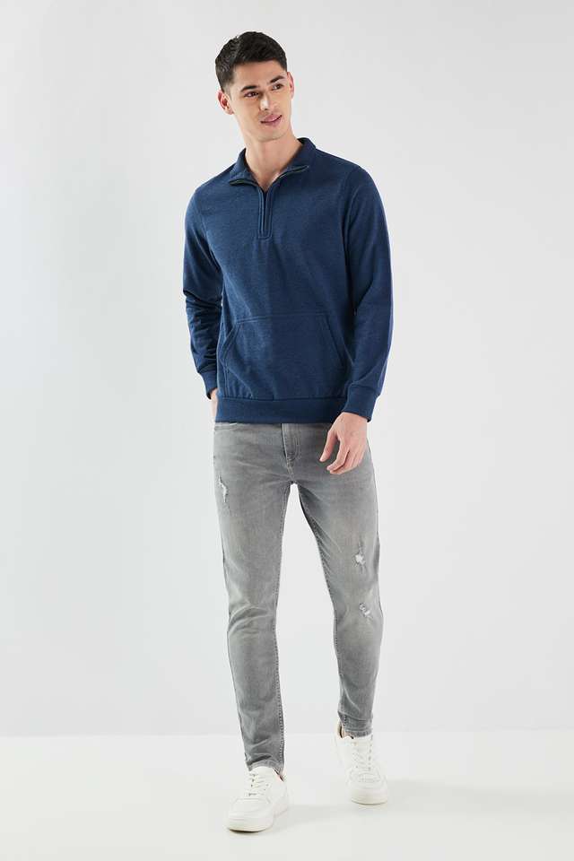 Blended-Fabric-Zipper-Regular-Fit-Men-Sweatshirt
