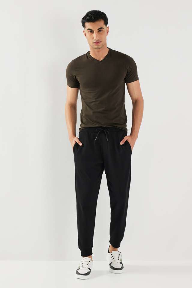 Solid-Blended-Fabric-Regular-Fit-Men-s-Joggers