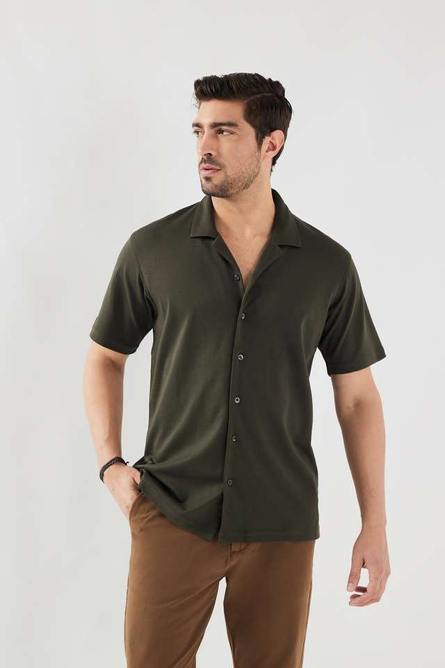 Solid-Cotton-Regular-Fit-Men-s-Casual-Wear-Shirt