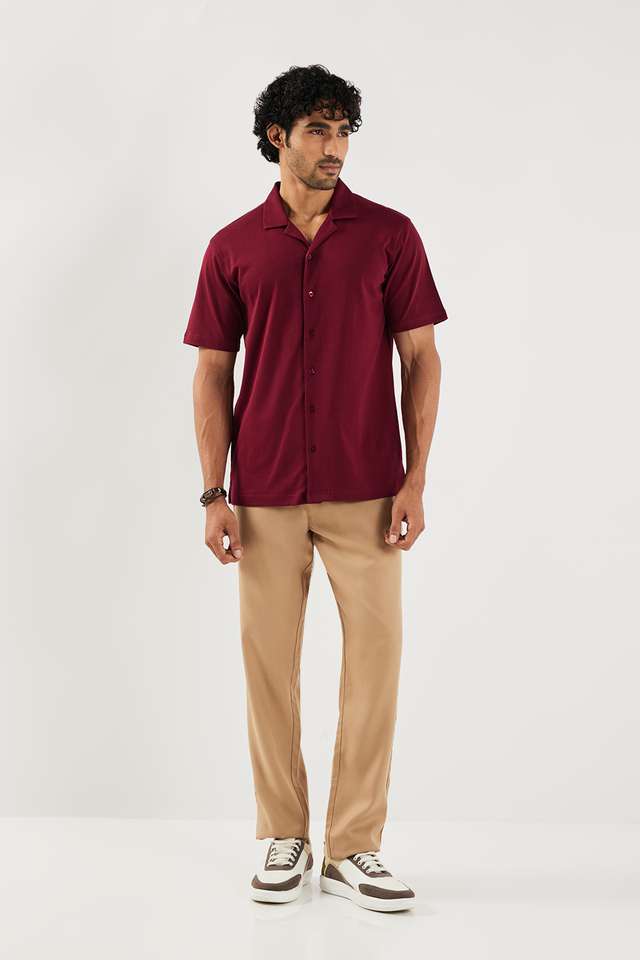 Solid-Cotton-Regular-Fit-Men-s-Casual-Wear-Shirt