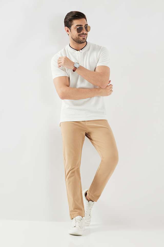 Solid-Blended-Fabric-Regular-Fit-Men-T-Shirt