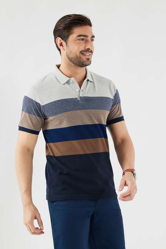 Stripes-Blended-Fabric-Polo-Men-s-T-Shirt