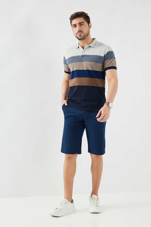 Stripes-Blended-Fabric-Polo-Men-s-T-Shirt