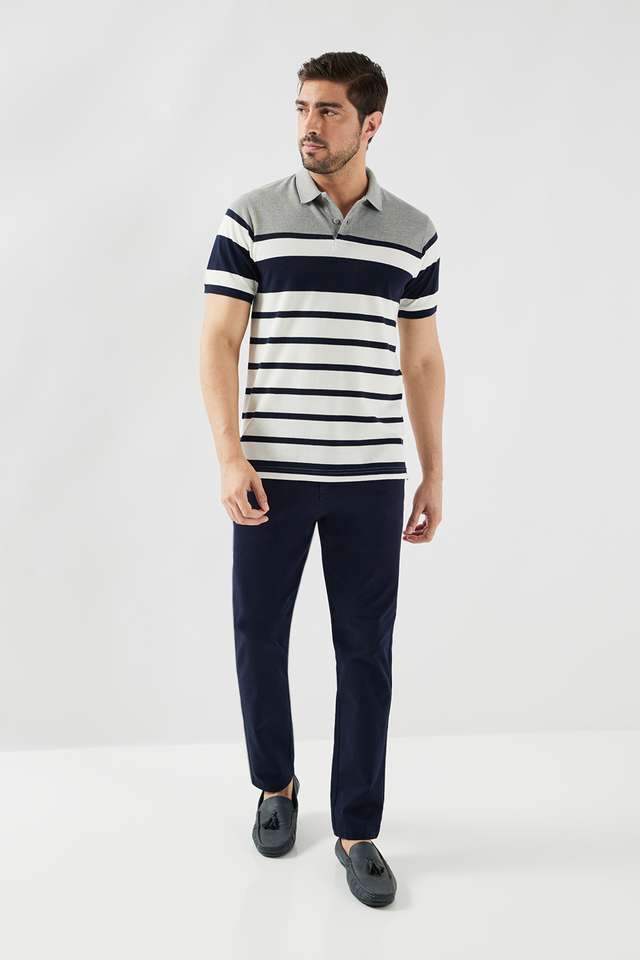 Stripes-Blended-Fabric-Polo-Men-s-T-Shirt