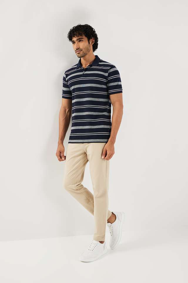 Stripes-Blended-Fabric-Polo-Men-s-T-Shirt