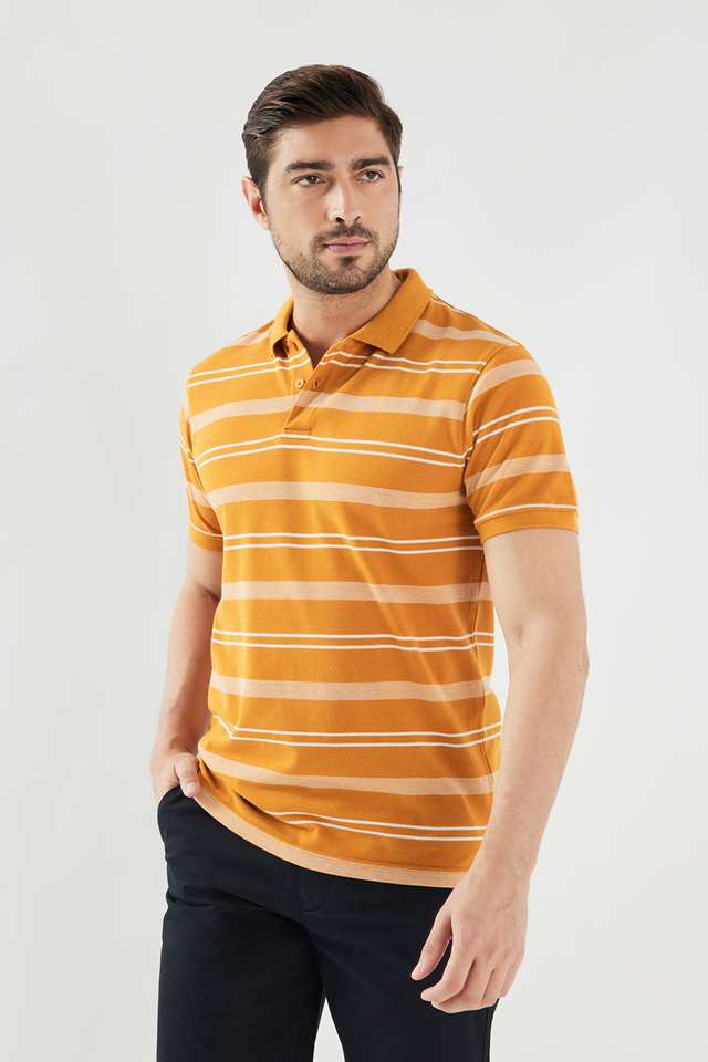 Stripes-Blended-Fabric-Polo-Men-s-T-Shirt