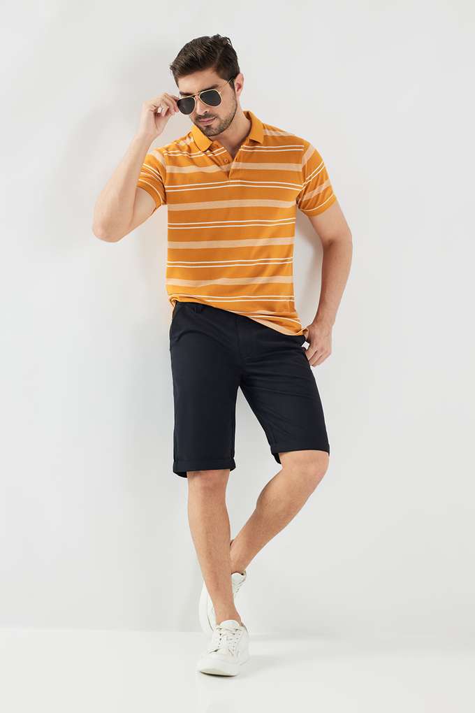 Stripes-Blended-Fabric-Polo-Men-s-T-Shirt