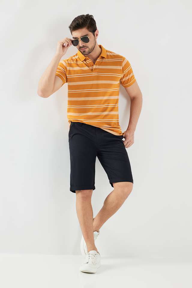 Stripes-Blended-Fabric-Polo-Men-s-T-Shirt