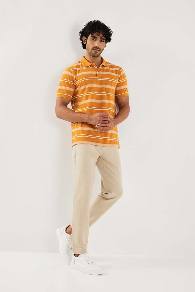 Stripes-Blended-Fabric-Polo-Men-s-T-Shirt