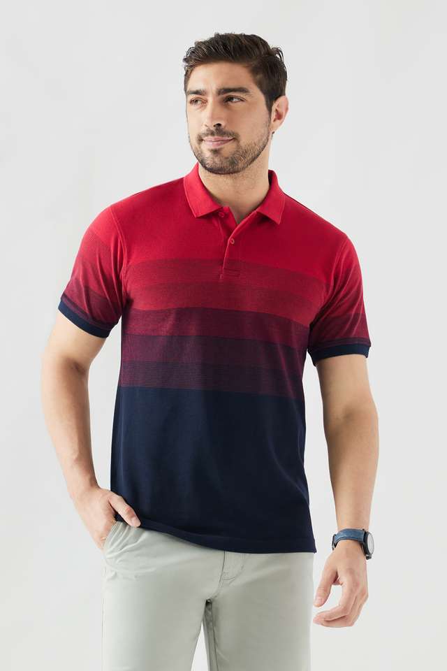 Stripes-Blended-Fabric-Polo-Men-s-T-Shirt