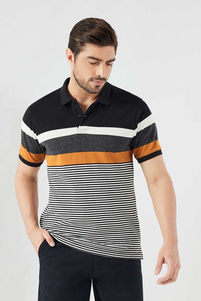 Stripes-Blended-Fabric-Polo-Men-s-T-Shirt