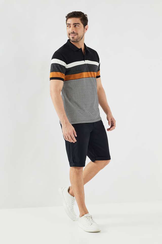 Stripes-Blended-Fabric-Polo-Men-s-T-Shirt