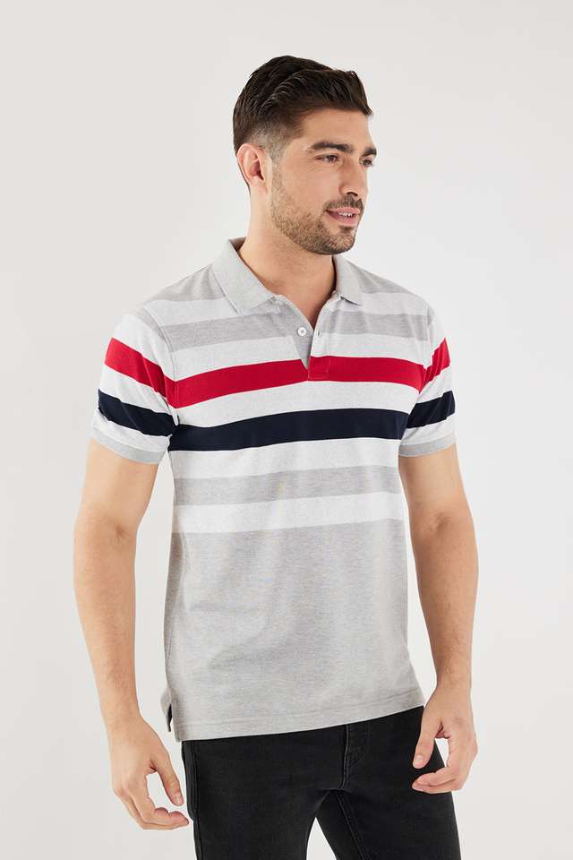 Stripes-Blended-Fabric-Polo-Men-s-T-Shirt