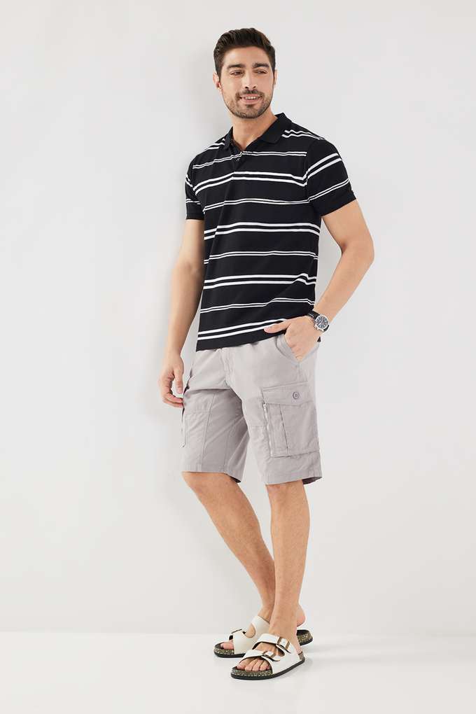 Stripes-Blended-Fabric-Polo-Men-s-T-Shirt