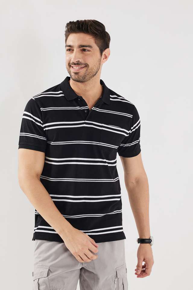 Stripes-Blended-Fabric-Polo-Men-s-T-Shirt