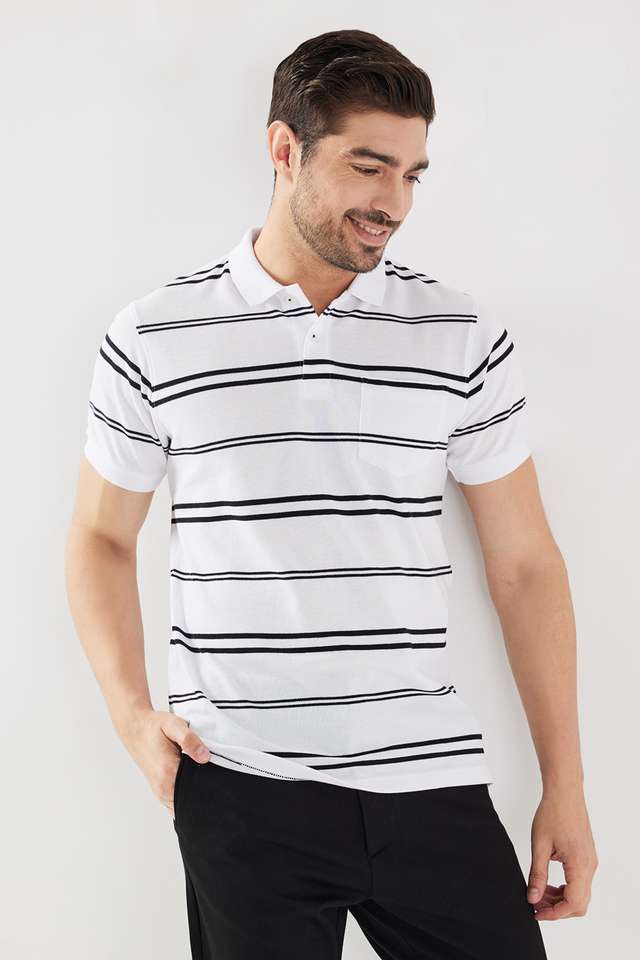 Stripes-Blended-Fabric-Polo-Men-s-T-Shirt