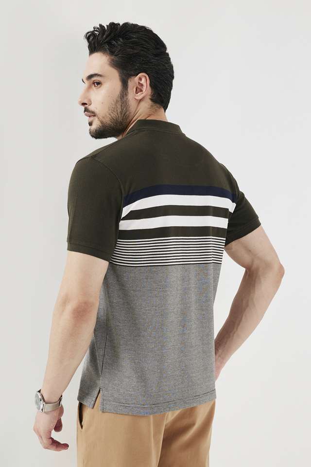 Stripes-Blended-Fabric-Polo-Men-s-T-Shirt