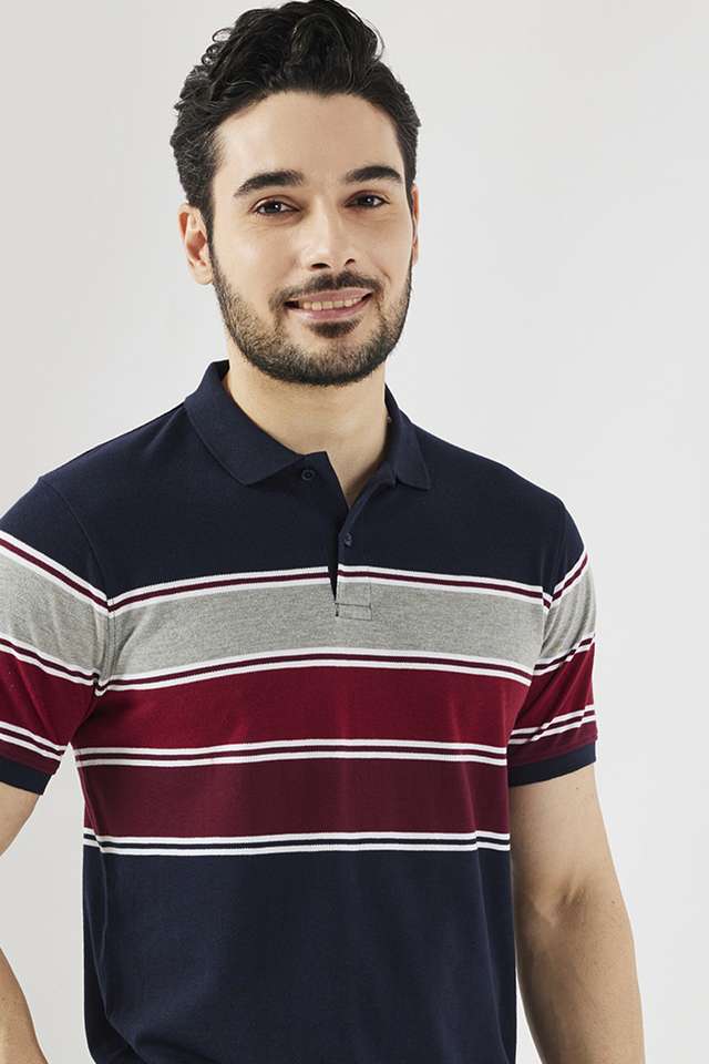 Stripes-Blended-Fabric-Polo-Men-s-T-Shirt