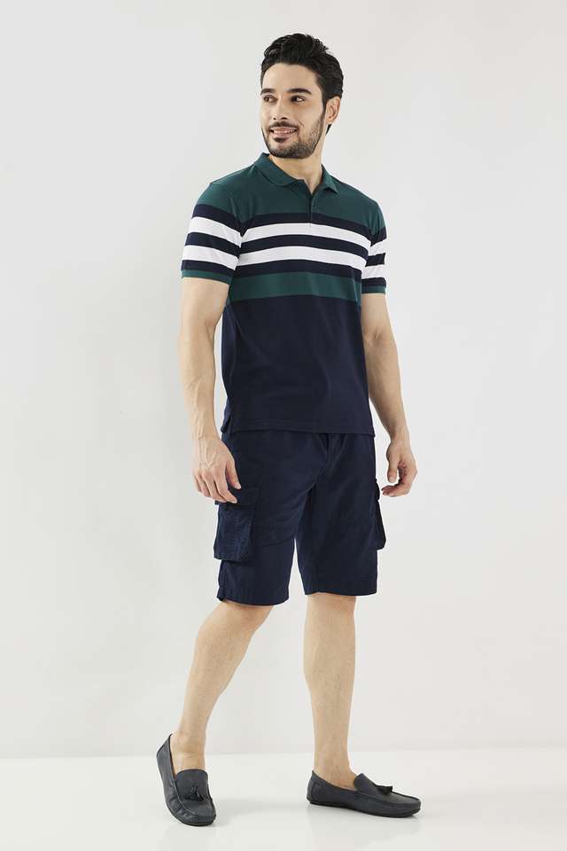 Stripes-Blended-Fabric-Polo-Men-s-T-Shirt