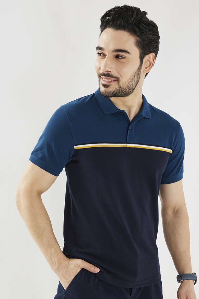 Stripes-Blended-Fabric-Polo-Men-s-T-Shirt