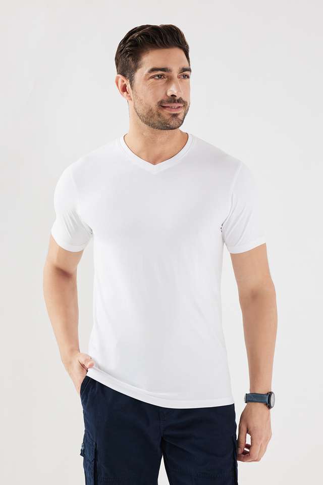 Solid-Blended-Fabric-Regular-Fit-Men-s-T-Shirt