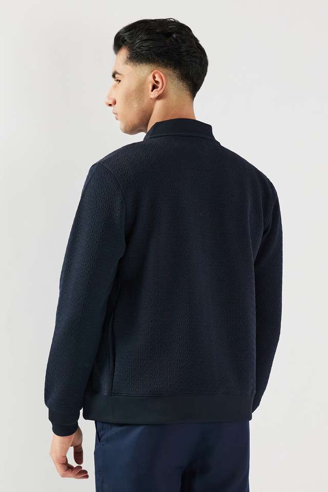 Buy FRATINI Navy Blue Cotton Zipper Regular Fit Men Casual Wear
