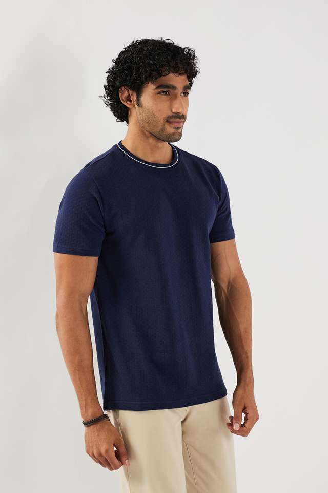 Textured-Cotton-Round-Neck-Men-s-T-Shirt
