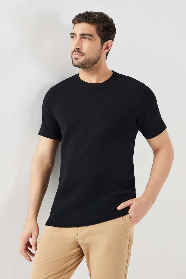 Textured-Cotton-Blend-Round-Neck-Men-s-T-Shirt