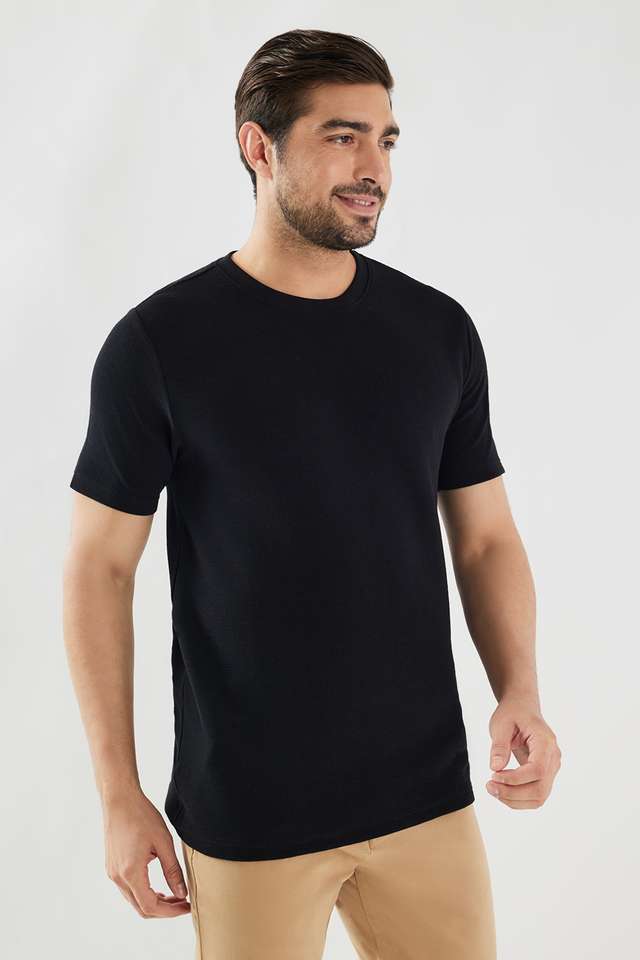 Textured-Cotton-Blend-Round-Neck-Men-s-T-Shirt