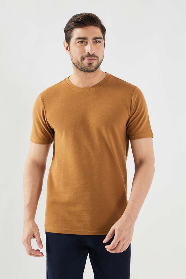 Textured-Cotton-Blend-Round-Neck-Men-s-T-Shirt
