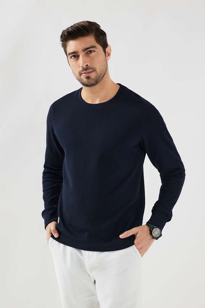 Textured-Blended-Fabric-Round-Neck-Men-s-T-Shirt