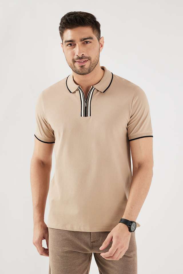 Solid-Cotton-Blend-Polo-Men-s-T-Shirt