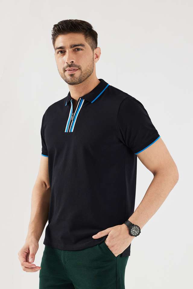 Solid-Cotton-Blend-Polo-Men-s-T-Shirt