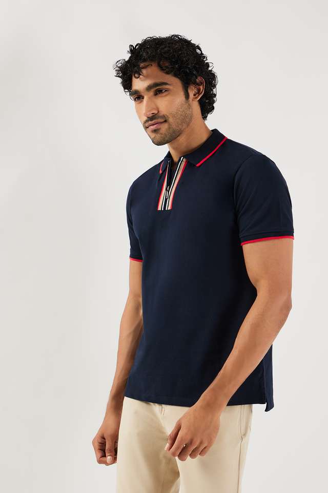 Solid-Cotton-Blend-Polo-Men-s-T-Shirt
