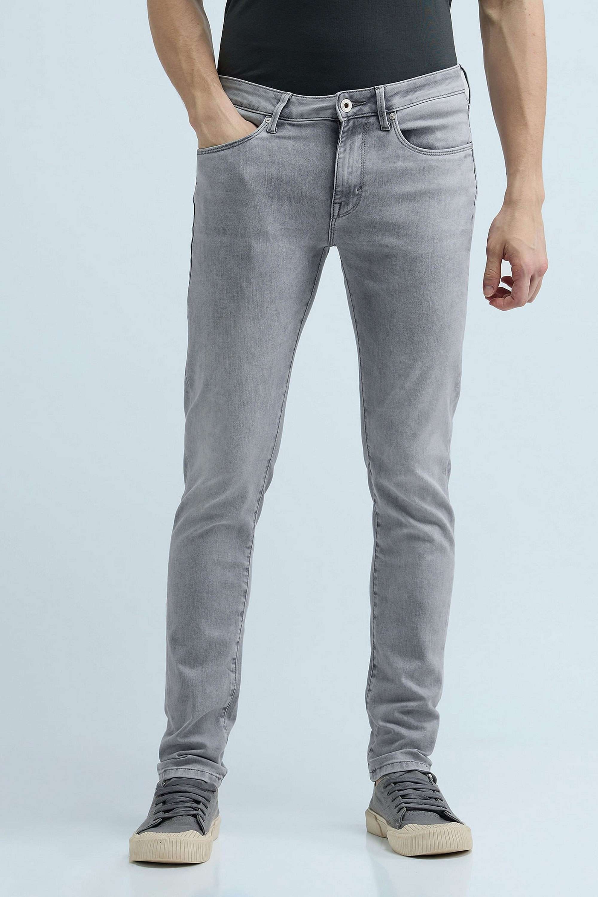 Light-Wash-Polyester-Skinny-Fit-Men-Jeans