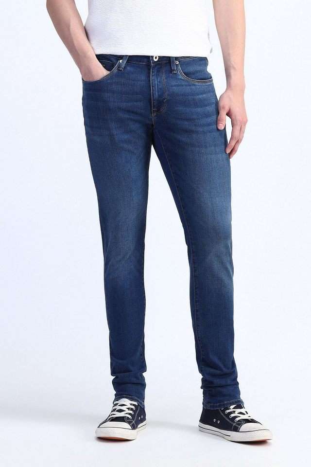 Light-Wash-Polyester-Skinny-Fit-Men-s-Jeans