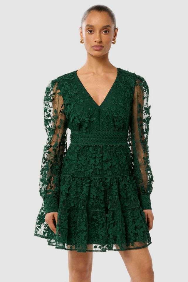 lace dress xs Lyon Lace Dress in Black Lace – RESA main image 0