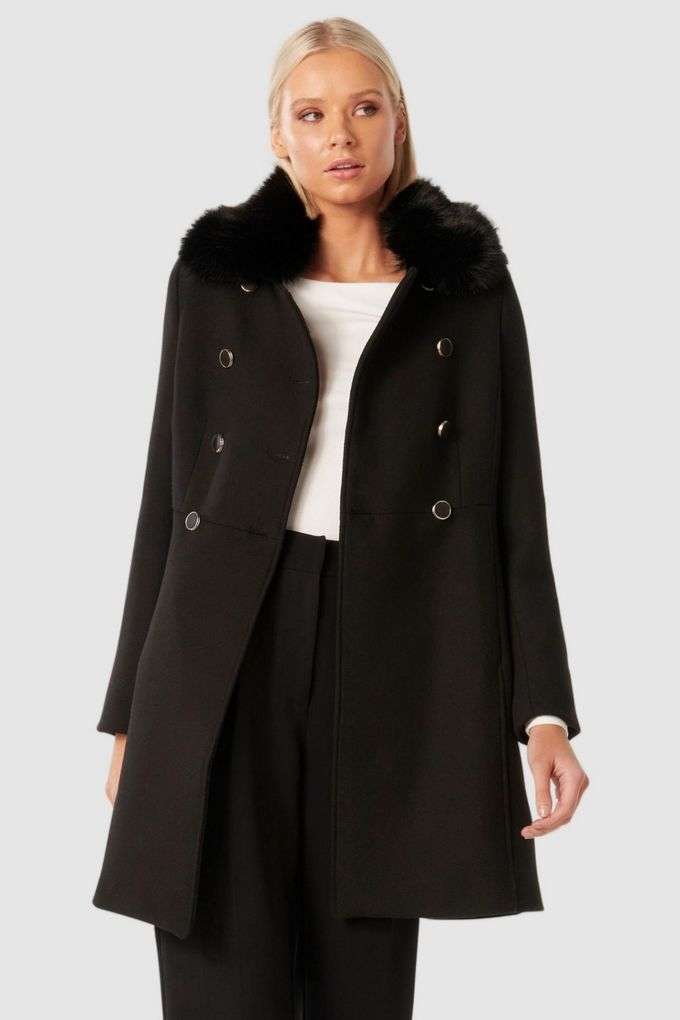 Solid-Blended-Fabric-Regular-Fit-Women-s-Coat