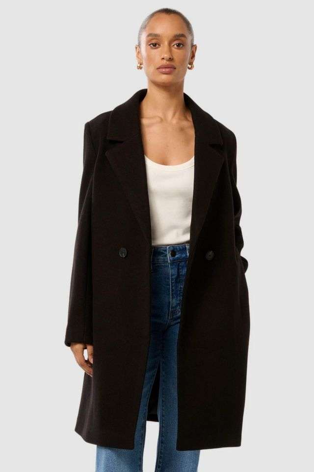 Solid-Blended-Fabric-Regular-Fit-Women-s-Coat
