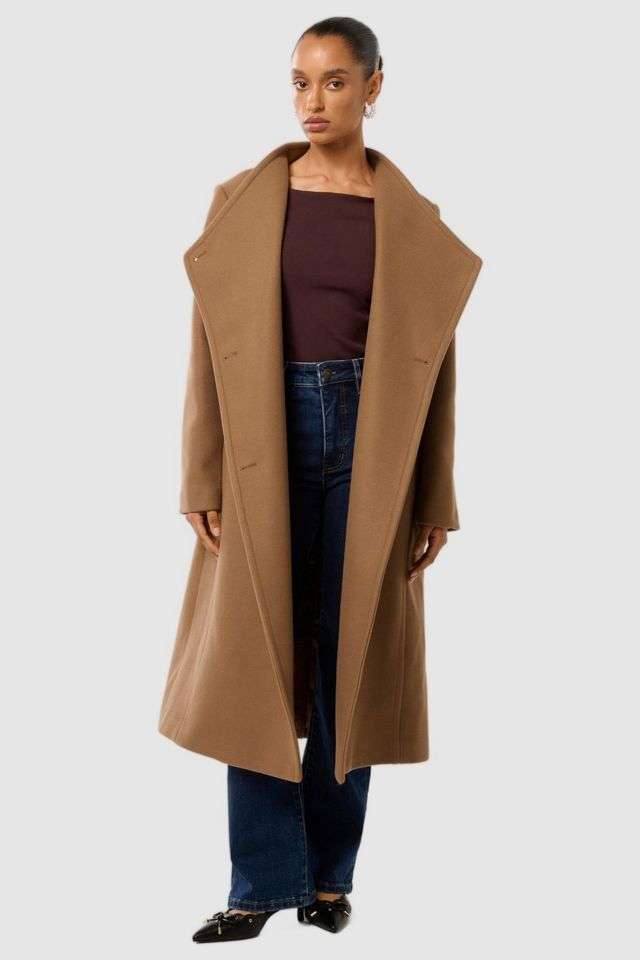 Solid-Blended-Fabric-Regular-Fit-Women-s-Coat