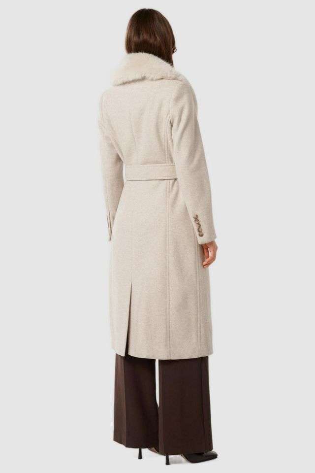 Solid-Collared-Blended-Fabric-Women-Coat