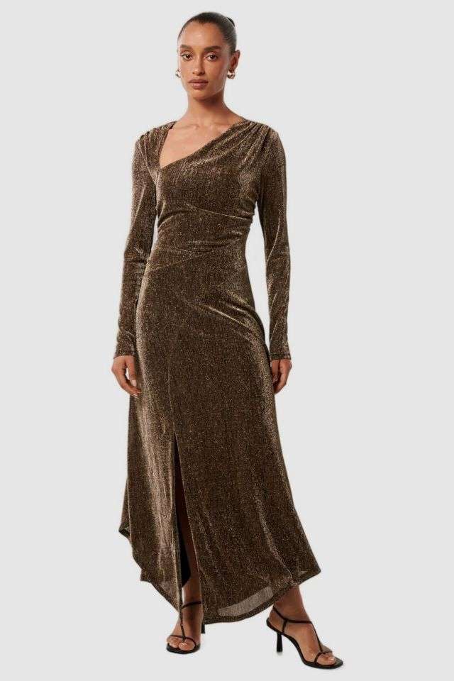 Solid-Blended-Fabric-Asymmetric-Women-s-Midi-Dress