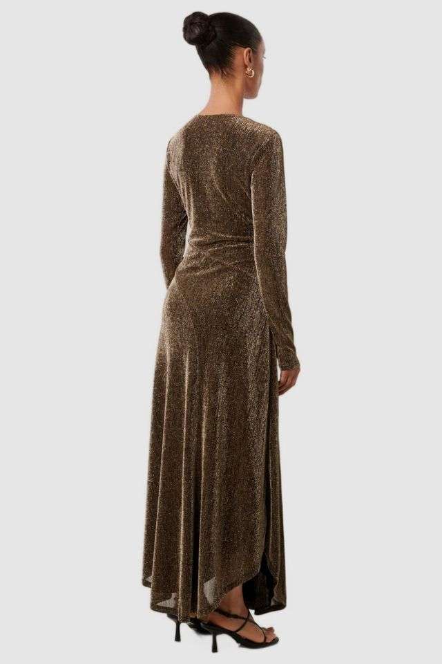 Solid-Blended-Fabric-Asymmetric-Women-s-Midi-Dress