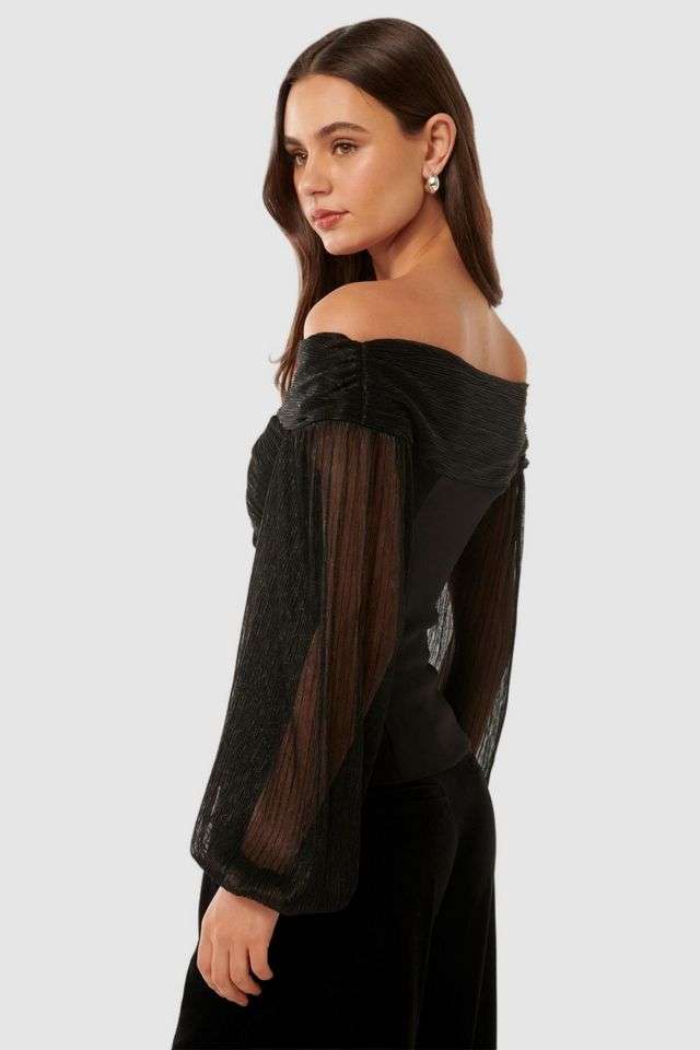 Solid-Blended-Fabric-Off-Shoulder-Women-s-Top