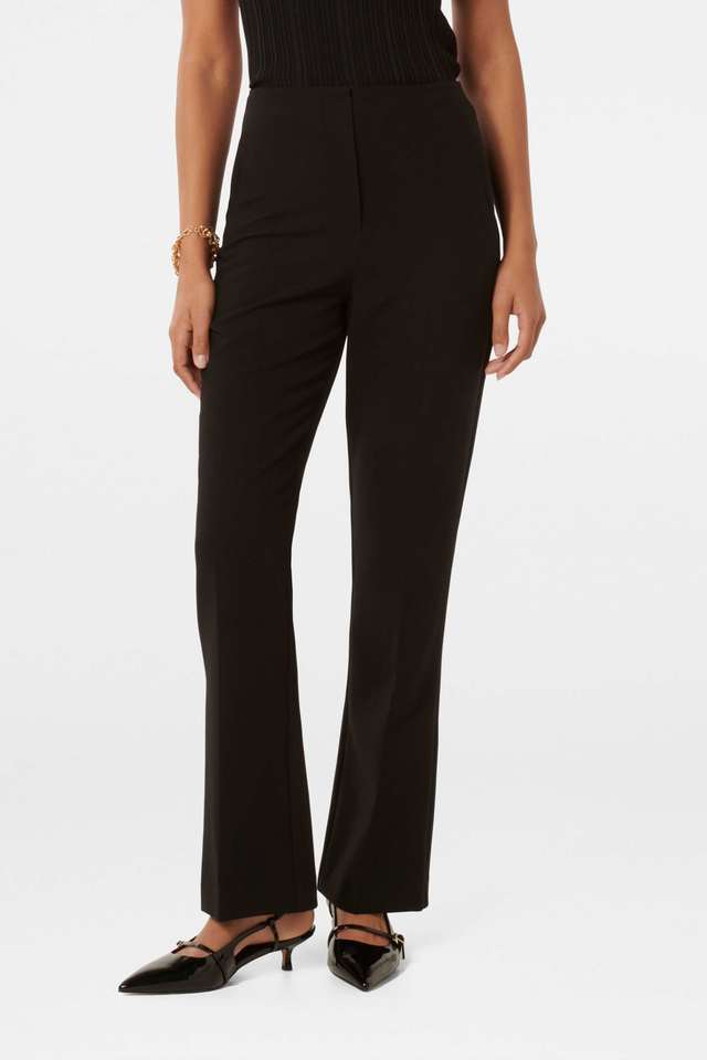Solid-Blended-Fabric-Flared-Fit-Women-s-Pants