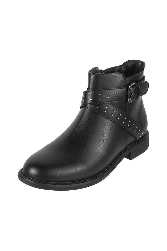 PU-Slip-on-Round-Toe-Women-s-Boots