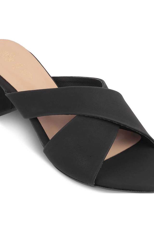 Tresmode Dress Black Sandals Low Heel Open Toe Formal Wedge