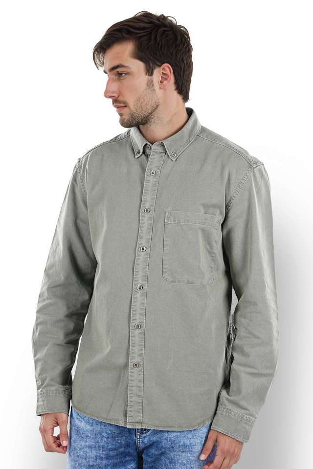 Solid-Cotton-Regular-Fit-Men-s-Casual-Shirt