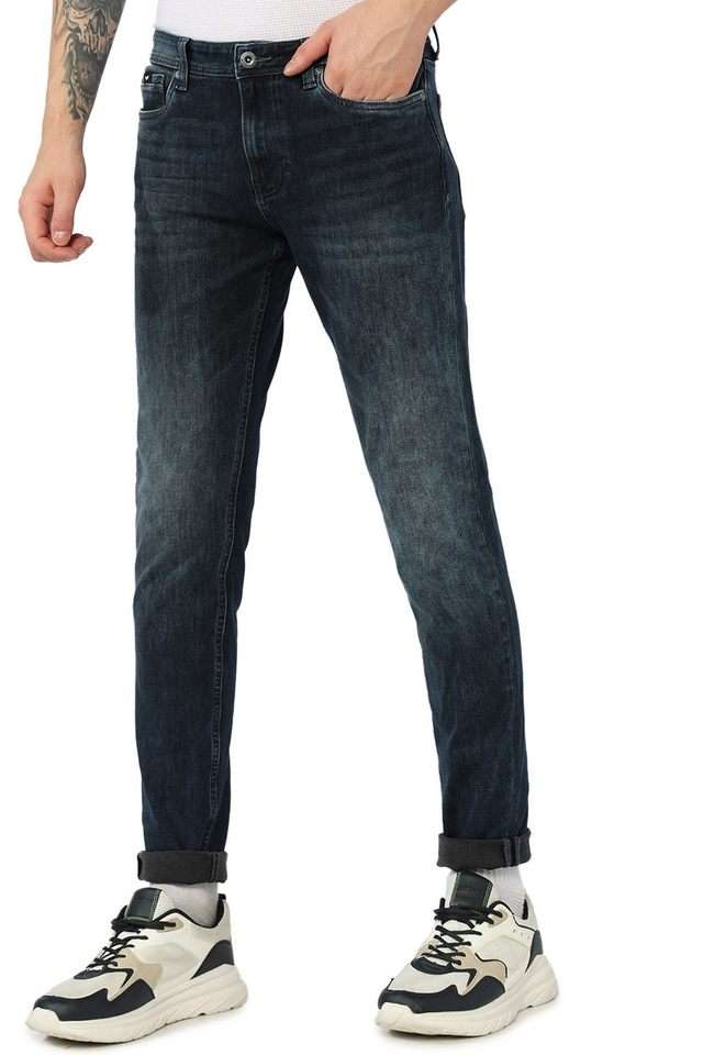 Light-Wash-Polyester-Skinny-Fit-Men-s-Jeans